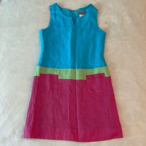 NWT Studio 342 by‎ Florence Eiseman Linen Cotton blend blue & pink Dress Size 12